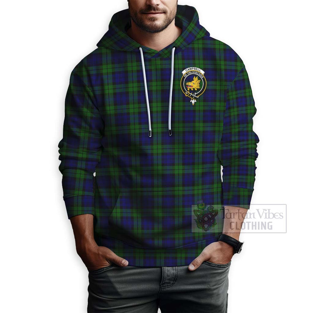 Tartan Vibes Clothing Campbell Tartan Hoodie with Family Crest and Bearded Skull Holding Bottles of Whiskey