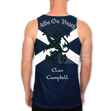 Campbell Tartan Lion Rampant Men's Tank Top Proudly Display Your Heritage with Alba Gu Brath and Clan Name - Tartan Vibes Clothing