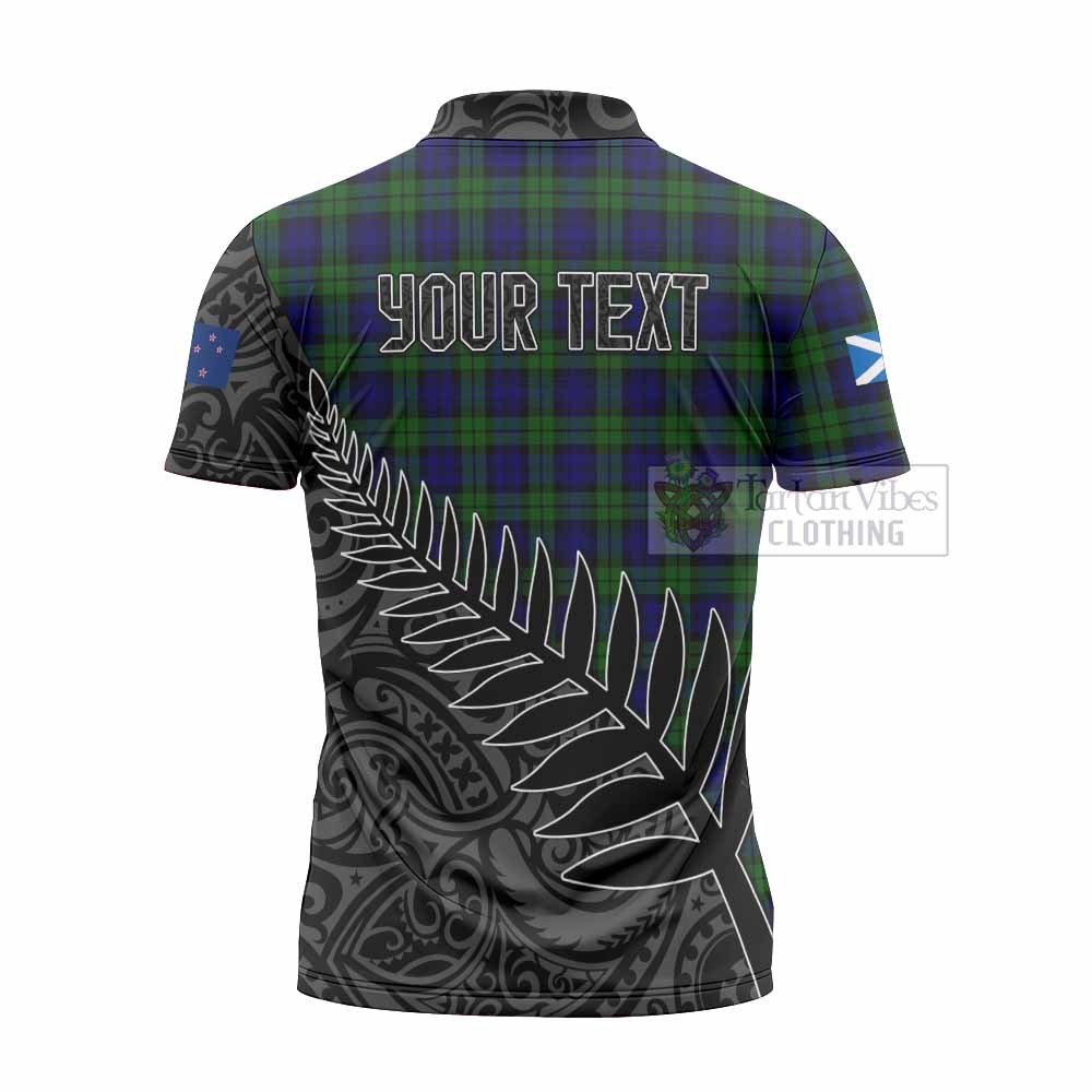 Tartan Vibes Clothing Campbell Crest Tartan Zipper Polo Shirt with New Zealand Silver Fern Half Style