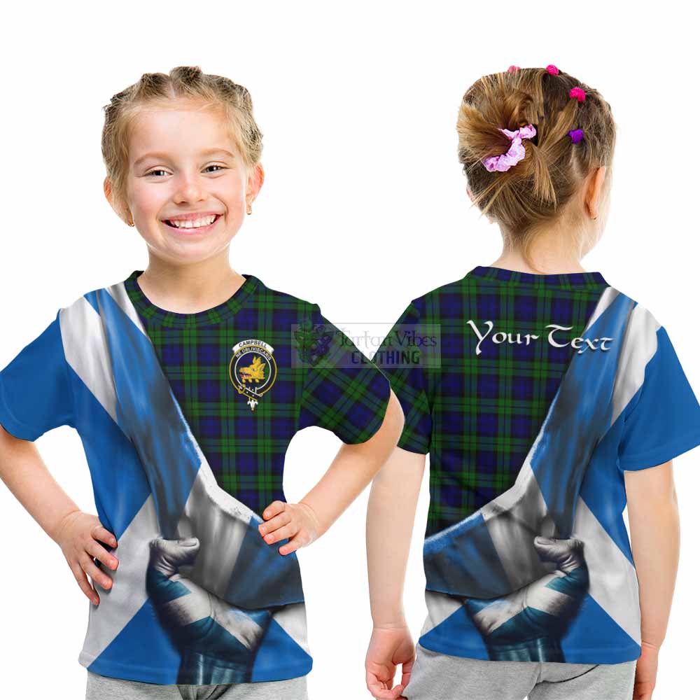 Tartan Vibes Clothing Campbell Tartan Kid T-Shirt with Family Crest Scotland Patriotic Style