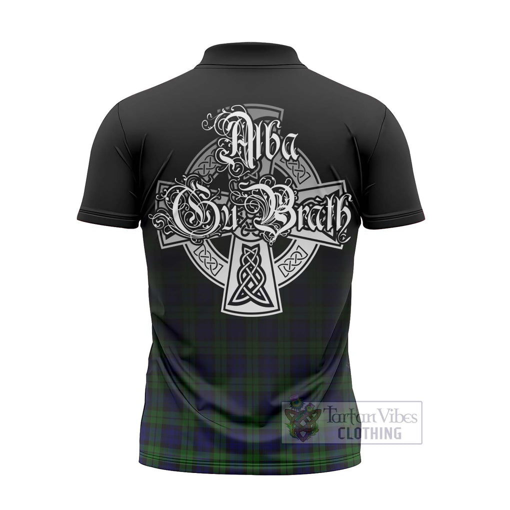 Tartan Vibes Clothing Campbell Tartan Zipper Polo Shirt Featuring Alba Gu Brath Family Crest Celtic Inspired