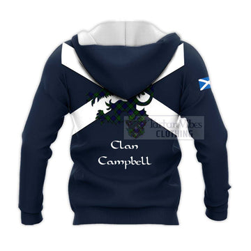 Campbell Tartan Lion Rampant Knitted Hoodie Proudly Display Your Heritage with Alba Gu Brath and Clan Name