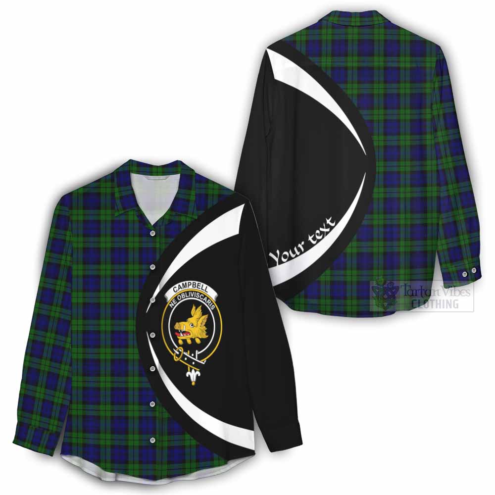 Tartan Vibes Clothing Campbell Tartan Women's Casual Shirt with Family Crest Circle Style