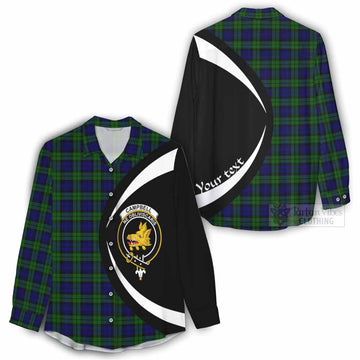 Campbell Tartan Women's Casual Shirt with Family Crest Circle Style