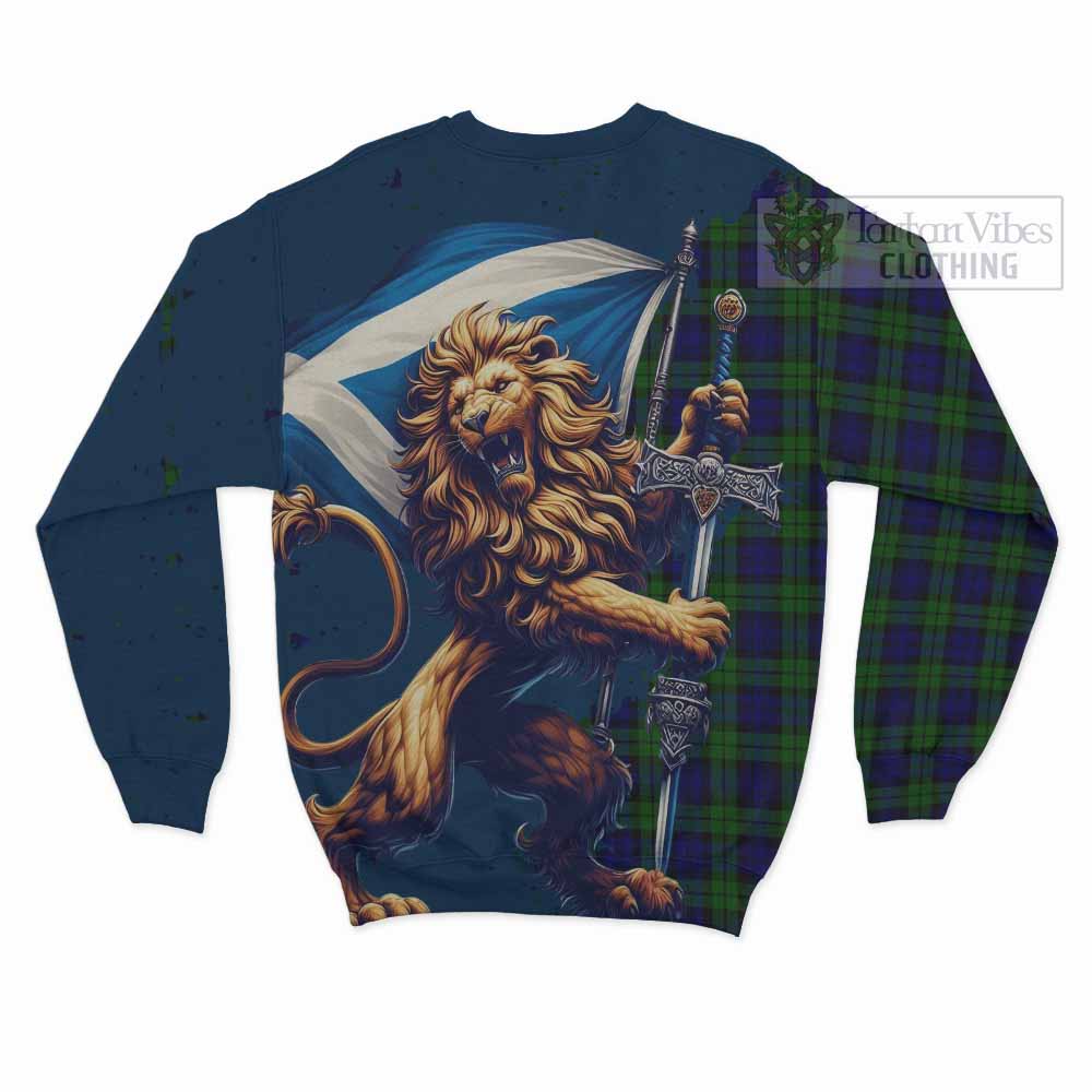 Tartan Vibes Clothing Campbell Tartan Family Crest Sweatshirt with Scottish Majestic Lion