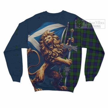 Campbell Tartan Family Crest Sweatshirt with Scottish Majestic Lion