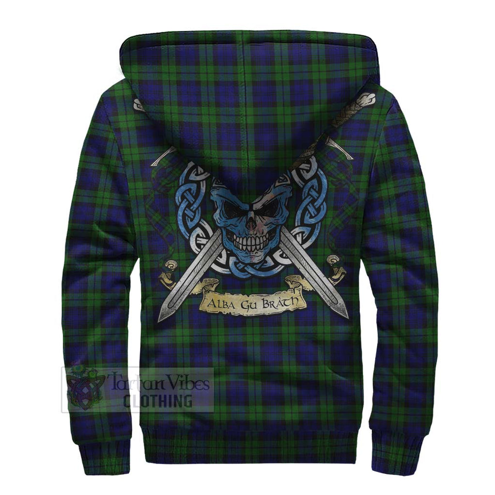 Tartan Vibes Clothing Campbell Tartan Sherpa Hoodie with Family Crest Celtic Skull Style