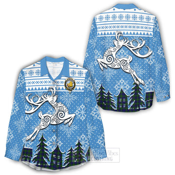 Campbell Clan Christmas Women's Casual Shirt Celtic Reindeer Style