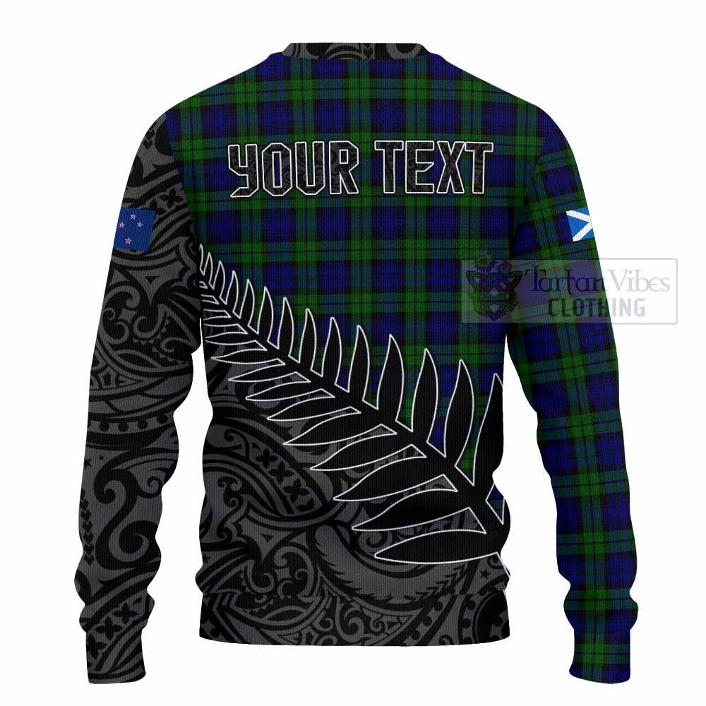 Tartan Vibes Clothing Campbell Crest Tartan Knitted Sweater with New Zealand Silver Fern Half Style