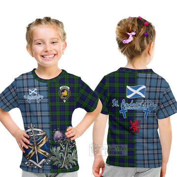 Campbell Tartan Kid T-Shirt Happy St. Andrew's Day Half Tartan Style