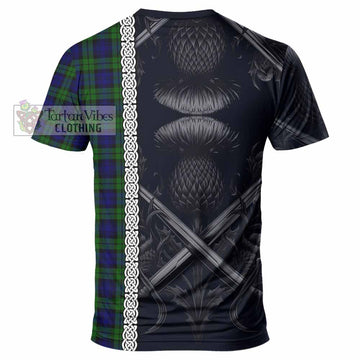 Campbell Tartan T-Shirt with Family Crest Cross Sword Thistle Celtic Vibes