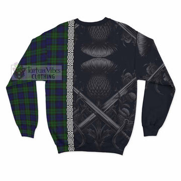 Campbell Tartan Sweatshirt with Family Crest Cross Sword Thistle Celtic Vibes