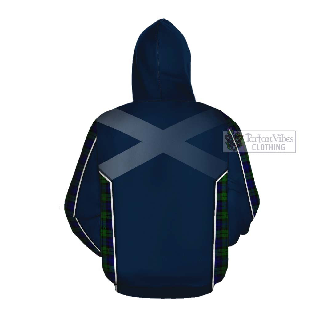 Tartan Vibes Clothing Campbell Tartan Cotton Hoodie with Family Crest and Scottish Thistle Vibes Sport Style