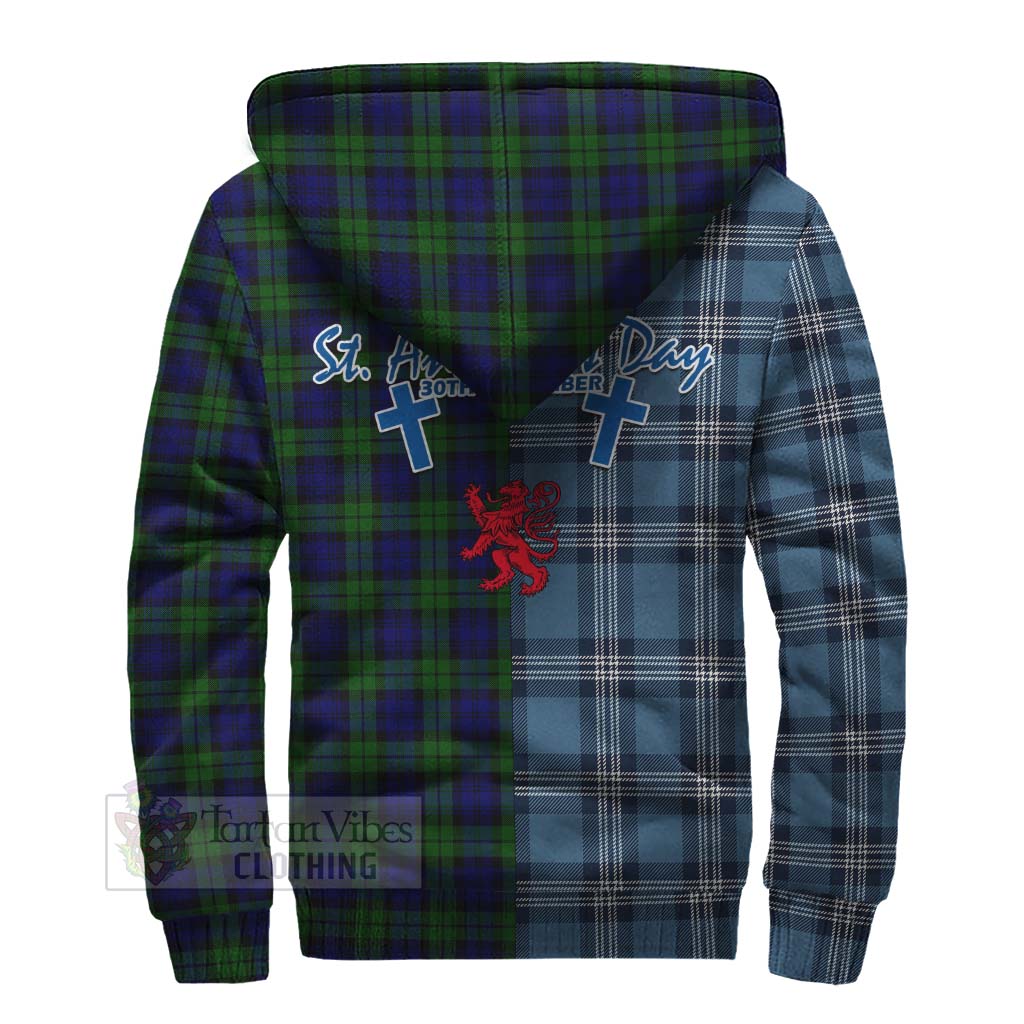 Tartan Vibes Clothing Campbell Tartan Sherpa Hoodie Happy St. Andrew's Day Half Tartan Style