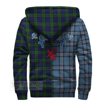 Campbell Tartan Sherpa Hoodie Happy St. Andrew's Day Half Tartan Style