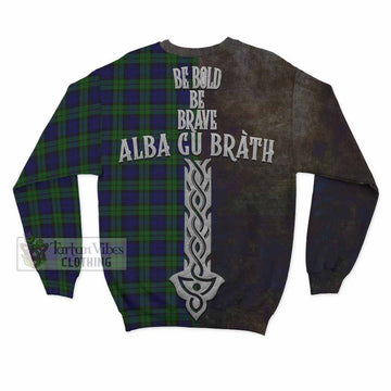 Campbell Tartan Family Crest Sweatshirt Alba Gu Brath Be Brave Lion Ancient Style - Tartan Vibes Clothing