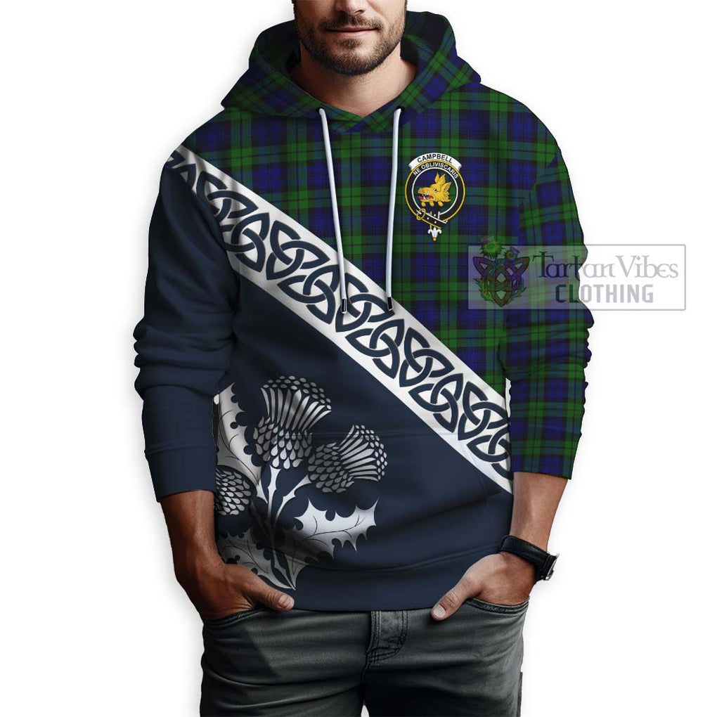 Tartan Vibes Clothing Campbell Tartan Hoodie Featuring Thistle and Scotland Map