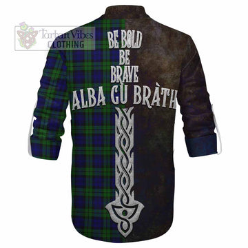Campbell Tartan Family Crest Ghillie Kilt Shirt Alba Gu Brath Be Brave Lion Ancient Style - Tartan Vibes Clothing