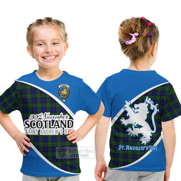 Campbell Family Crest Tartan Kid T-Shirt Celebrate Saint Andrew's Day in Style