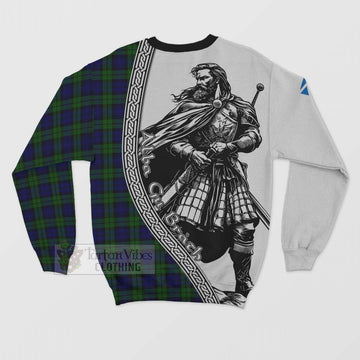 Campbell Tartan Clan Crest Sweatshirt with Highlander Warrior Celtic Style