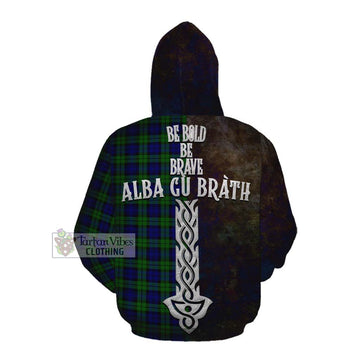 Campbell Tartan Family Crest Cotton Hoodie Alba Gu Brath Be Brave Lion Ancient Style Pullover Hoodie - Tartan Vibes Clothing
