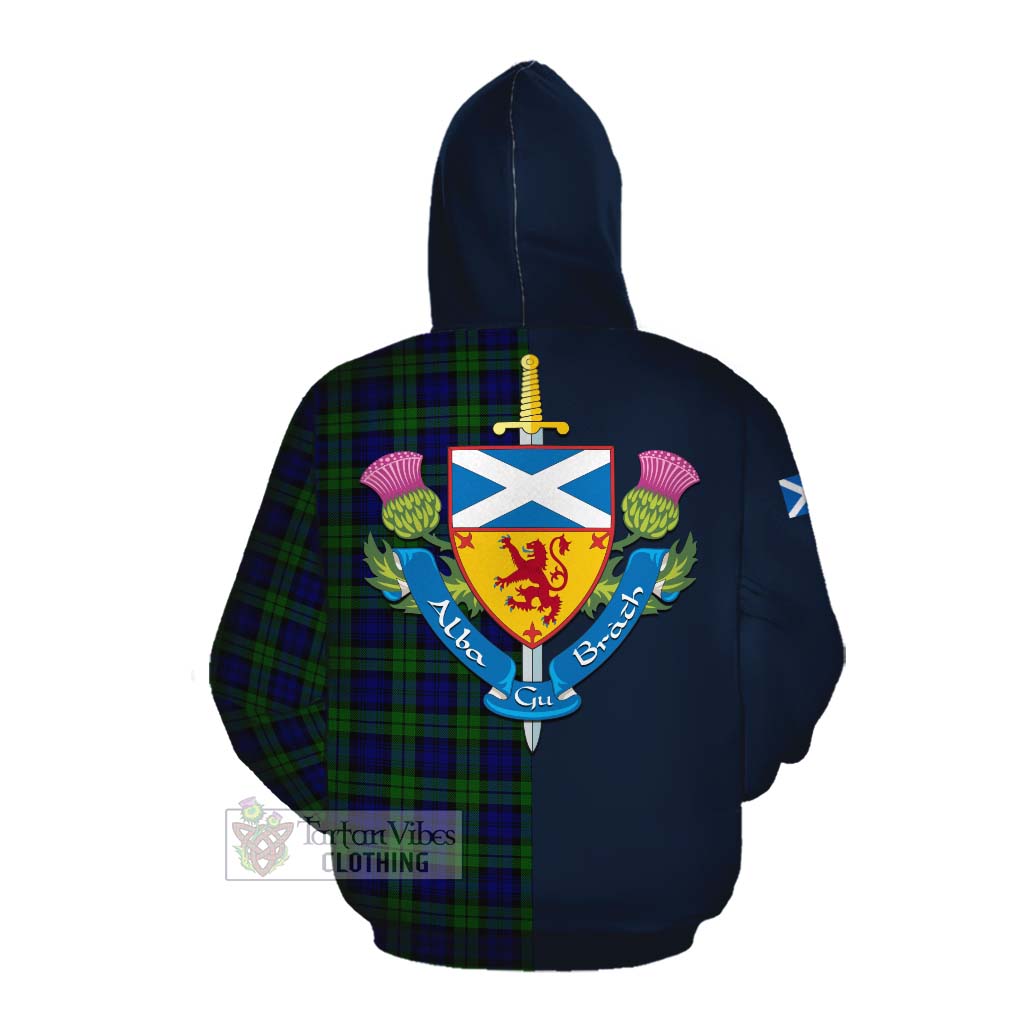 Tartan Vibes Clothing Campbell Tartan Cotton Hoodie Alba with Scottish Lion Royal Arm Half Style