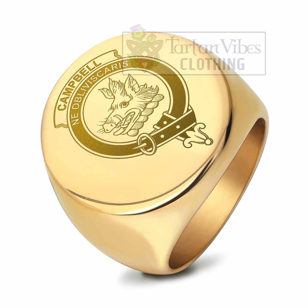 Tartan Vibes Clothing Campbell Clan Crest Engraved Ring