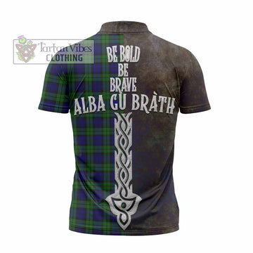 Campbell Tartan Family Crest Zipper Polo Shirt Alba Gu Brath Be Brave Lion Ancient Style - Tartan Vibes Clothing