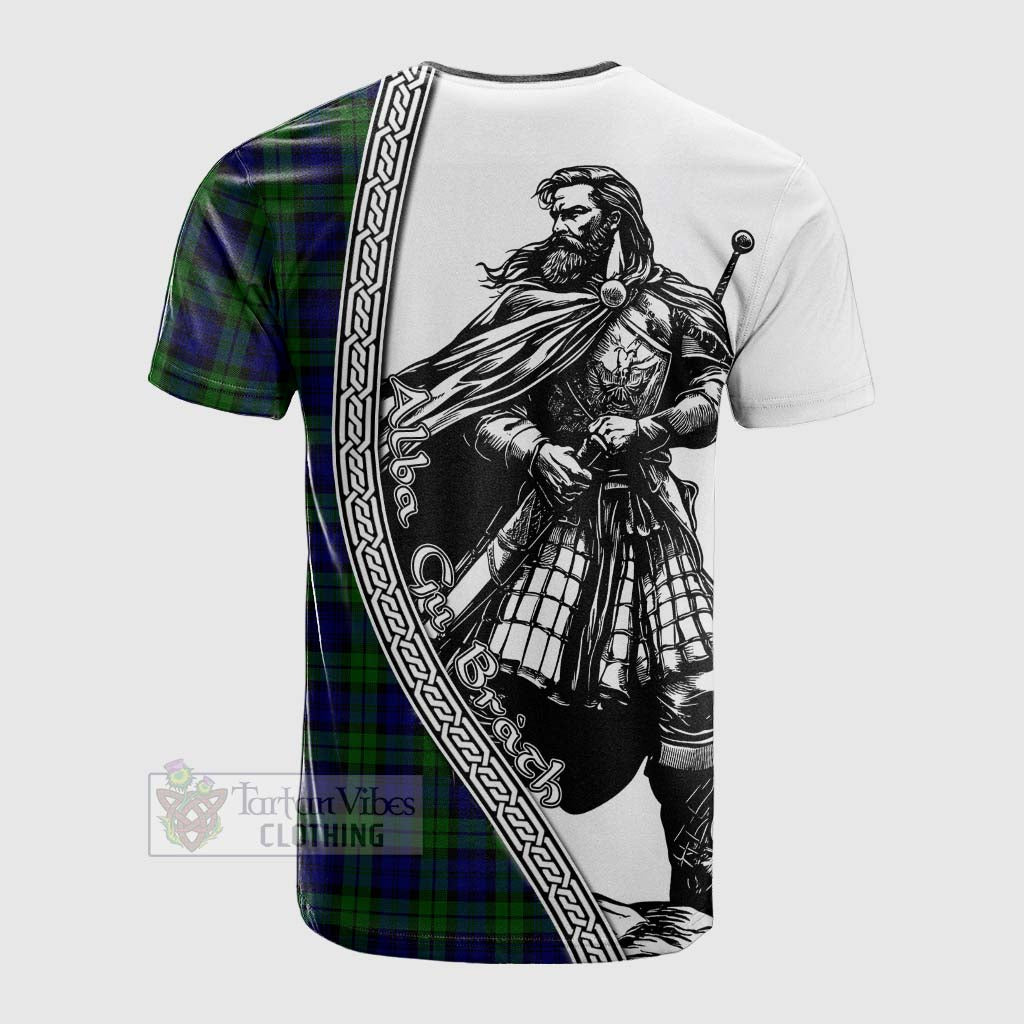 Tartan Vibes Clothing Campbell Tartan Clan Crest Cotton T-shirt with Highlander Warrior Celtic Style