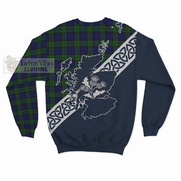 Campbell Tartan Sweatshirt Featuring Thistle and Scotland Map