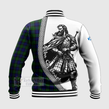 Campbell Tartan Clan Crest Baseball Jacket with Highlander Warrior Celtic Style