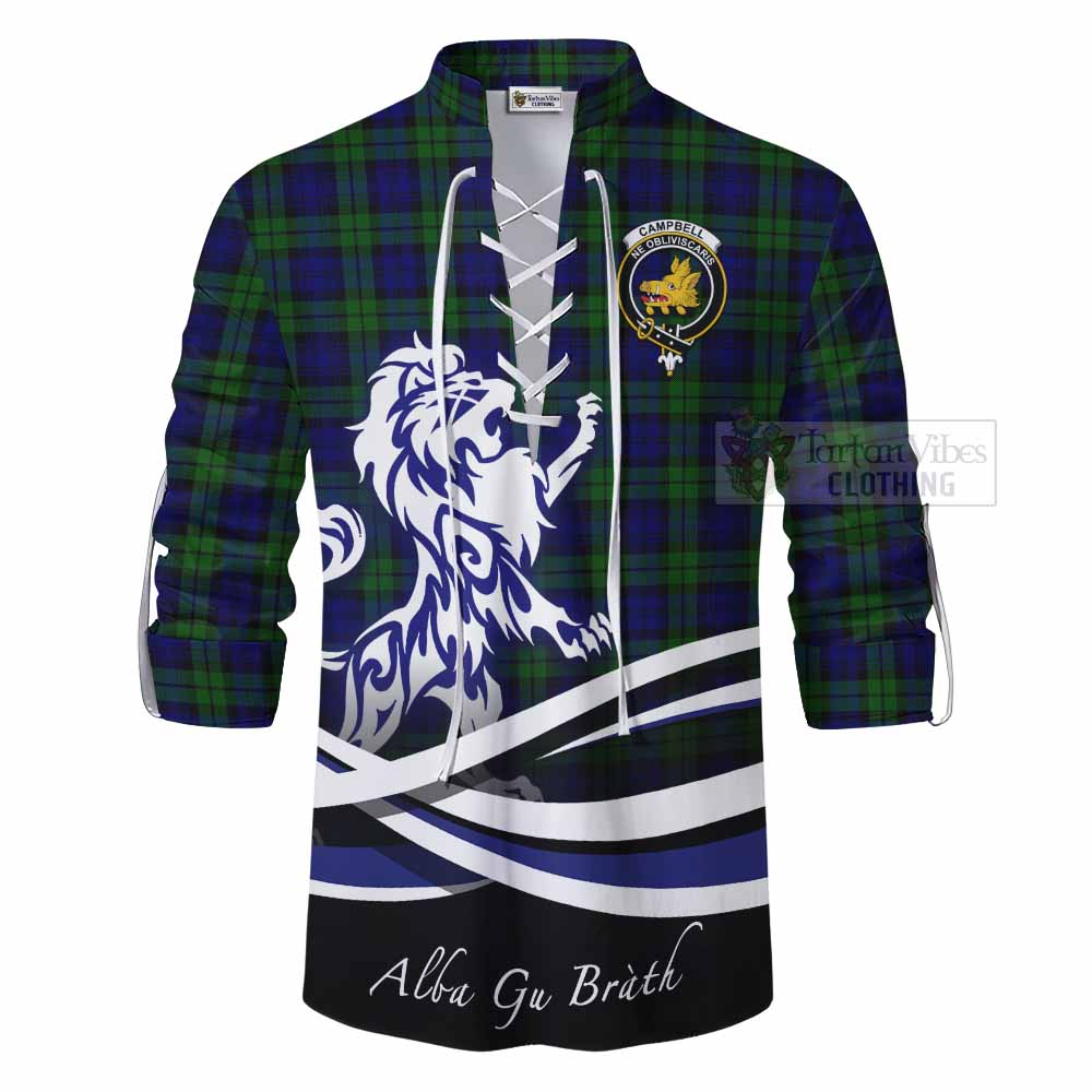 Tartan Vibes Clothing Campbell Tartan Ghillie Kilt Shirt with Alba Gu Brath Regal Lion Emblem