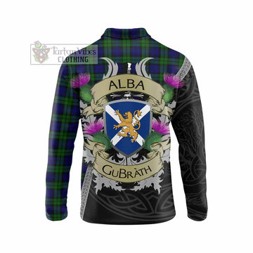 Campbell Tartan Family Crest Long Sleeve Polo Shirt Lion Rampant Royal Thistle Shield Celtic Inspired - Tartan Vibes Clothing