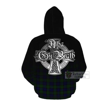 Campbell Tartan Cotton Hoodie Featuring Alba Gu Brath Family Crest Celtic Inspired