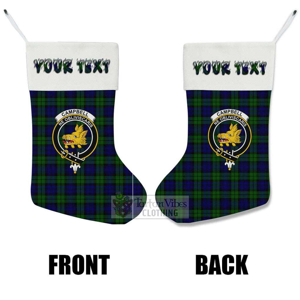 Tartan Vibes Clothing Campbell Tartan Family Crest Christmas Stocking with Personalized Text