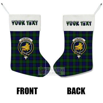 Campbell Tartan Family Crest Christmas Stocking with Personalized Text