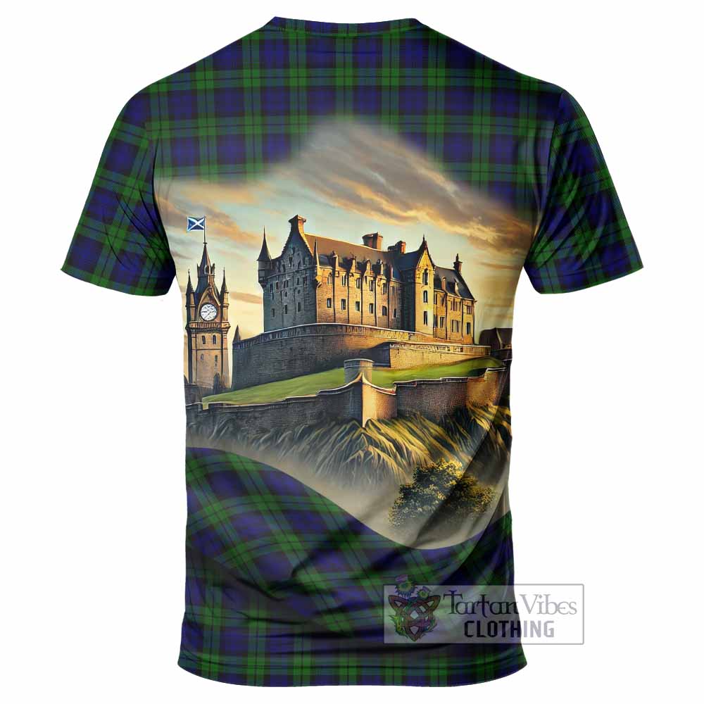 Campbell Tartan Family Crest T-Shirt with Scottish Ancient Castle Style - Tartan Vibes Clothing