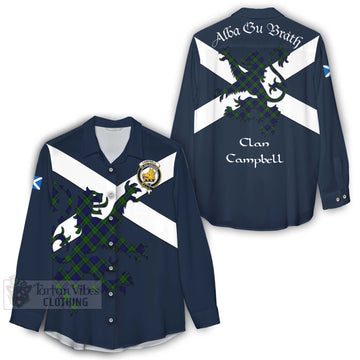 Campbell Tartan Lion Rampant Women's Casual Shirt Proudly Display Your Heritage with Alba Gu Brath and Clan Name