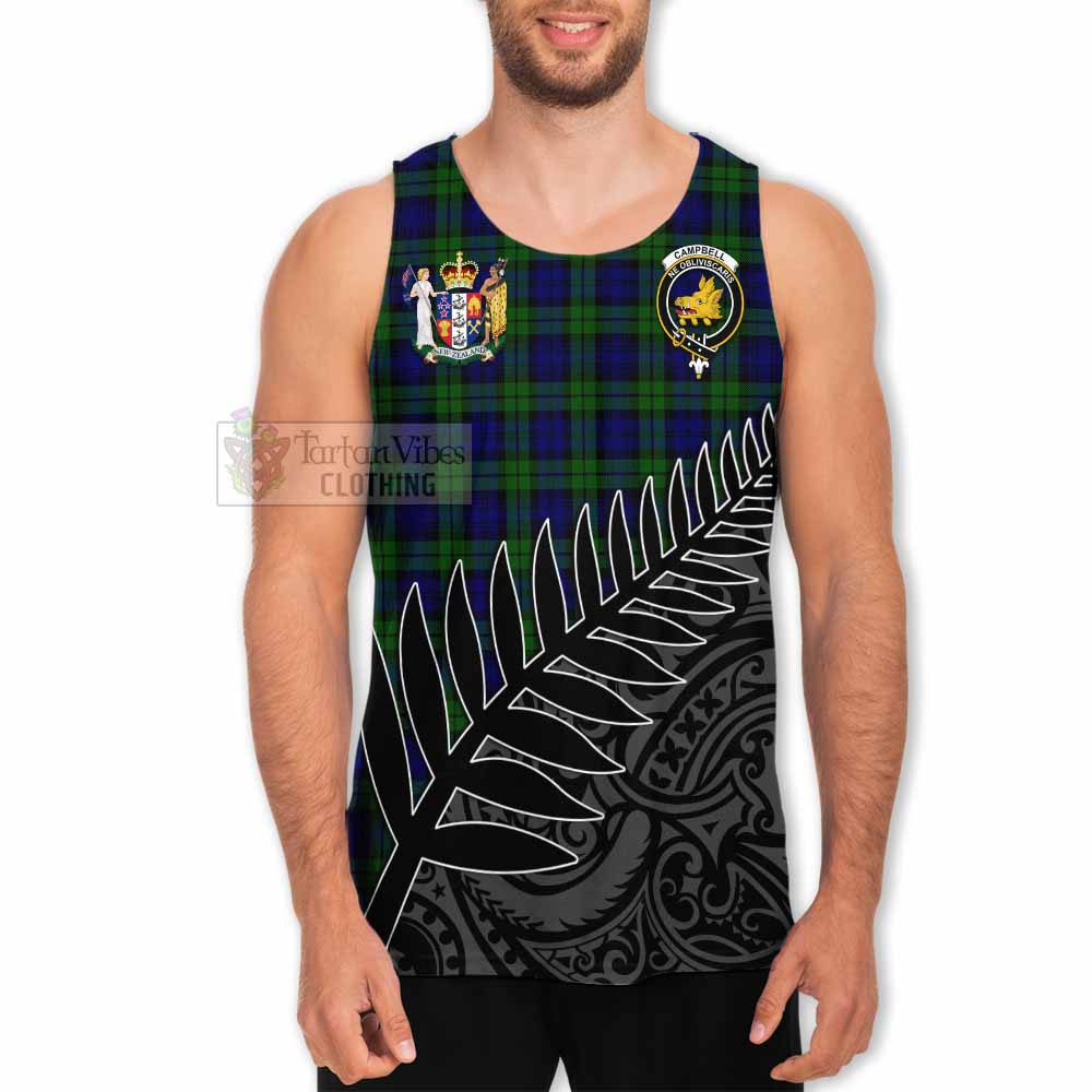 Tartan Vibes Clothing Campbell Crest Tartan Men's Tank Top with New Zealand Silver Fern Half Style