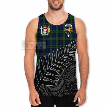 Campbell Crest Tartan Men's Tank Top with New Zealand Silver Fern Half Style