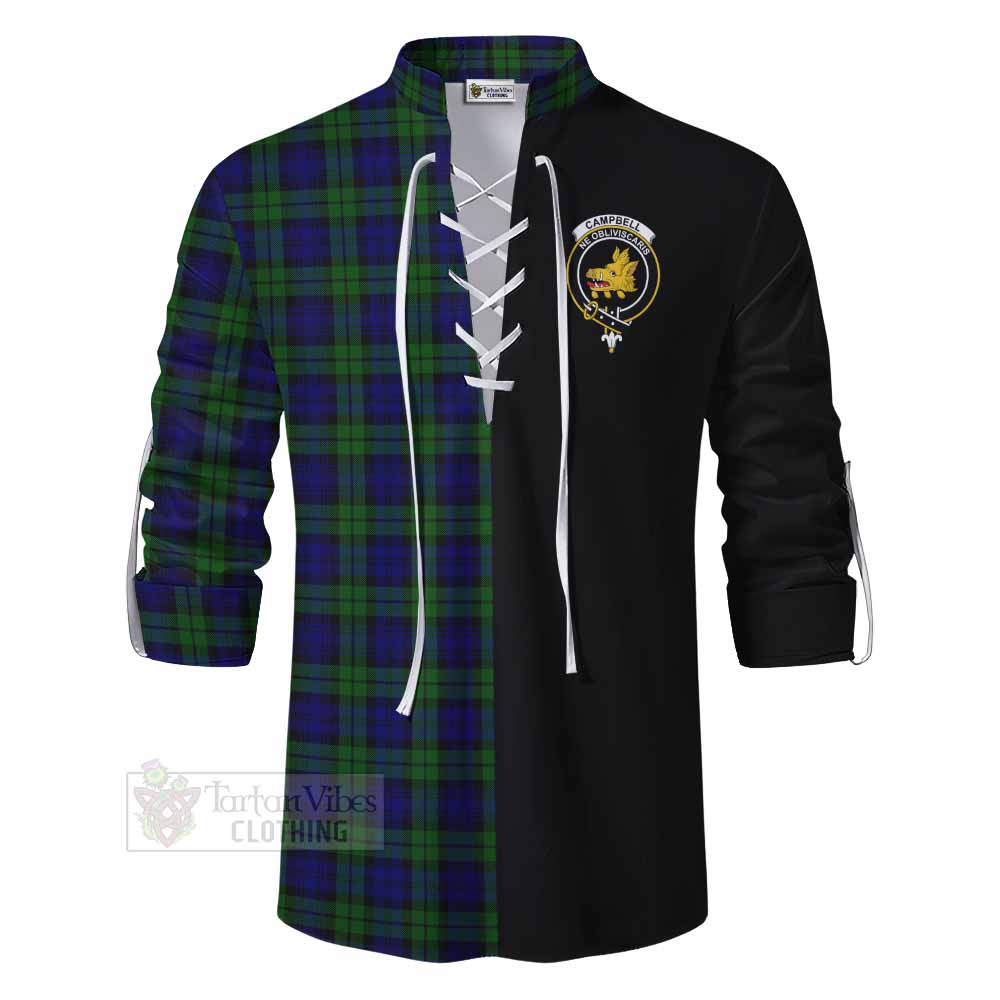 Tartan Vibes Clothing Campbell Tartan Ghillie Kilt Shirt with Family Crest and Half Of Me Style