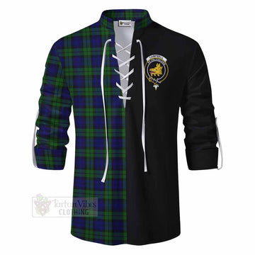 Campbell Tartan Ghillie Kilt Shirt with Family Crest and Half Of Me Style