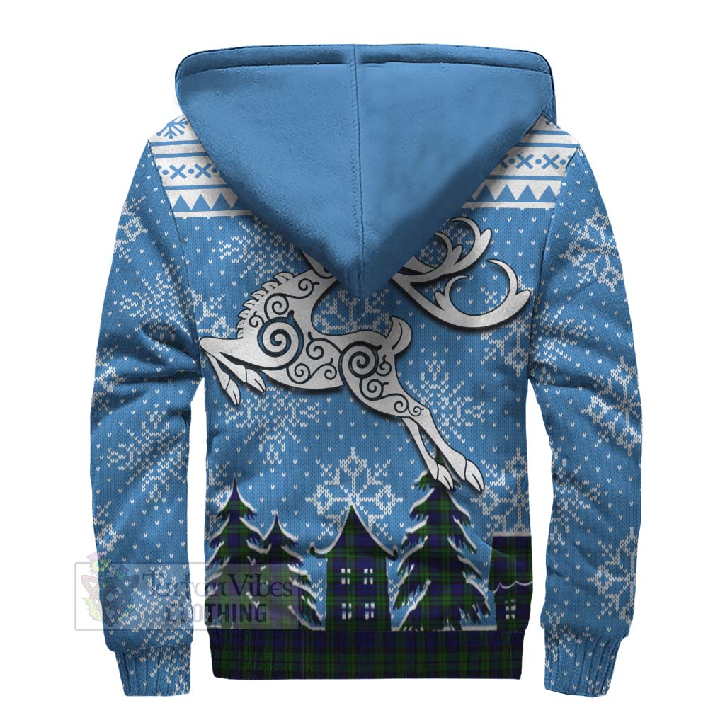 Tartan Vibes Clothing Campbell Clan Christmas Sherpa Hoodie Celtic Reindeer Style