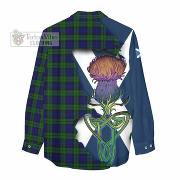 Campbell Tartan Family Crest Women's Casual Shirt Scottish Thistle Celtic Inspired - Tartan Vibes Clothing