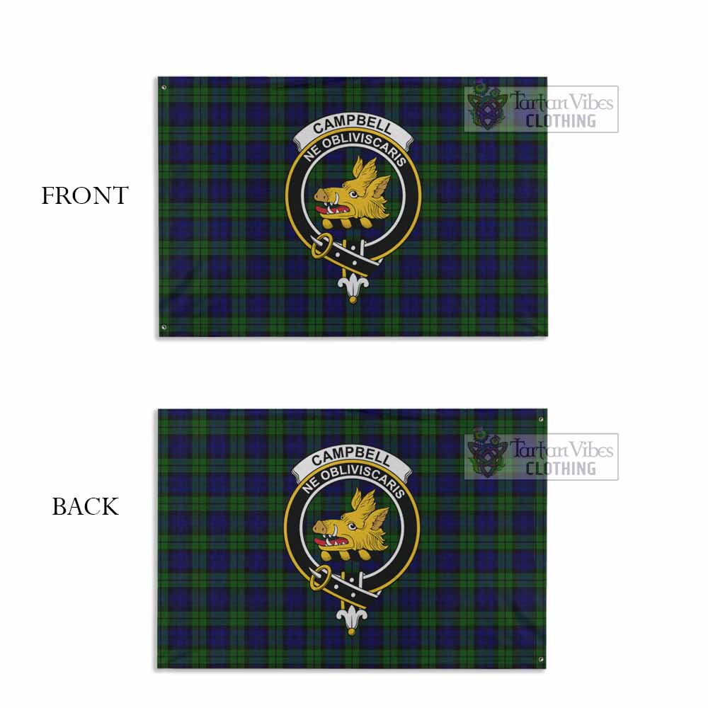 Tartan Vibes Clothing Campbell Tartan House Flag with Family Crest