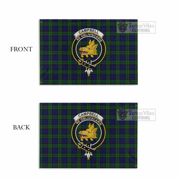 Campbell Tartan House Flag with Family Crest