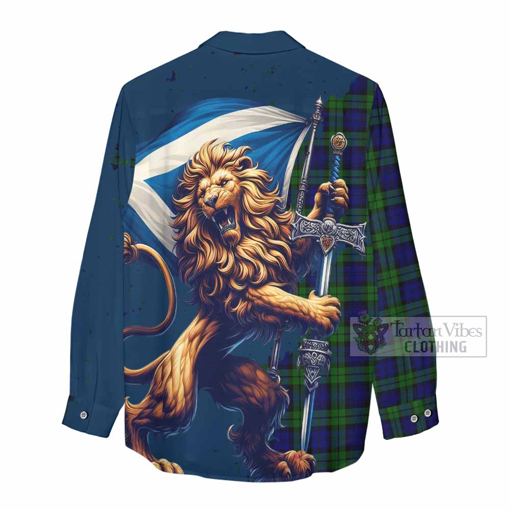 Tartan Vibes Clothing Campbell Tartan Family Crest Women's Casual Shirt with Scottish Majestic Lion