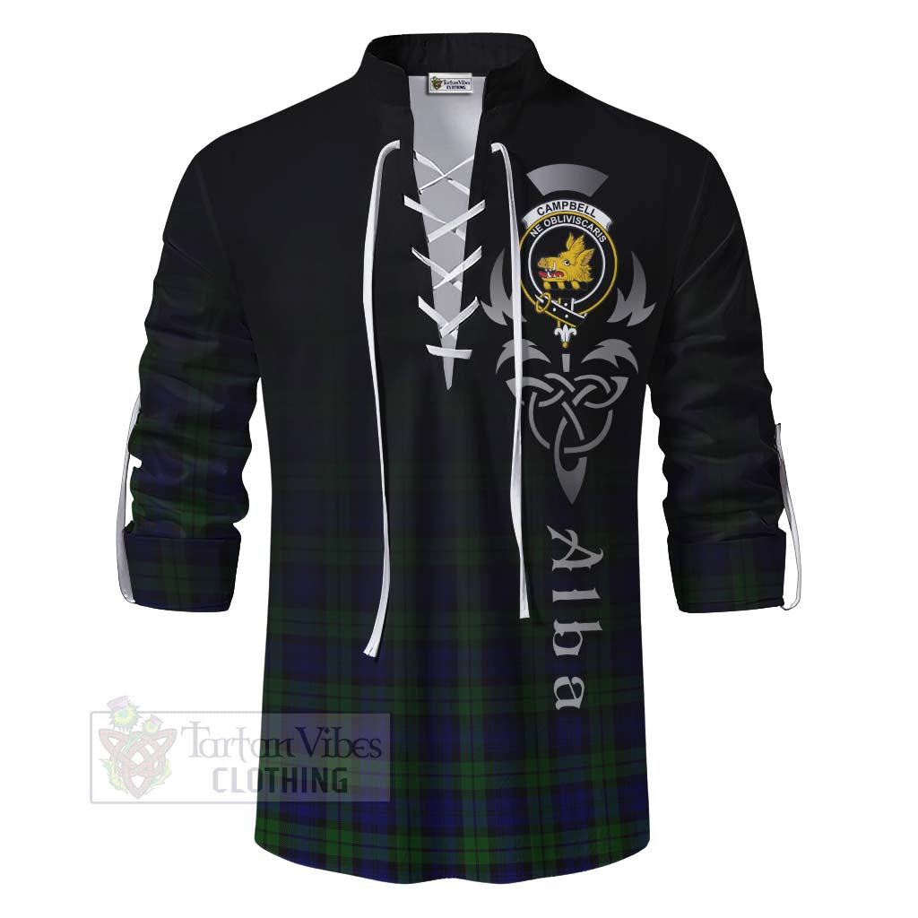 Tartan Vibes Clothing Campbell Tartan Ghillie Kilt Shirt Featuring Alba Gu Brath Family Crest Celtic Inspired