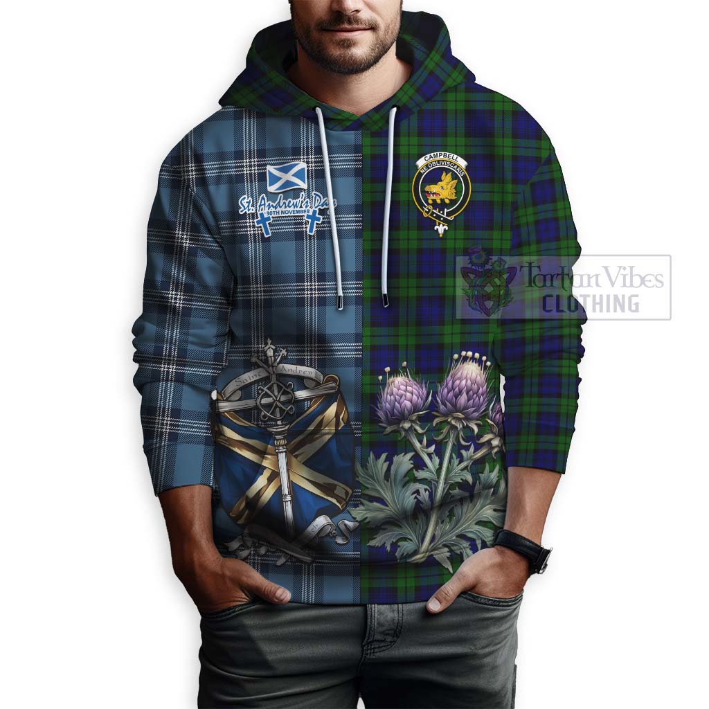 Tartan Vibes Clothing Campbell Tartan Hoodie Happy St. Andrew's Day Half Tartan Style