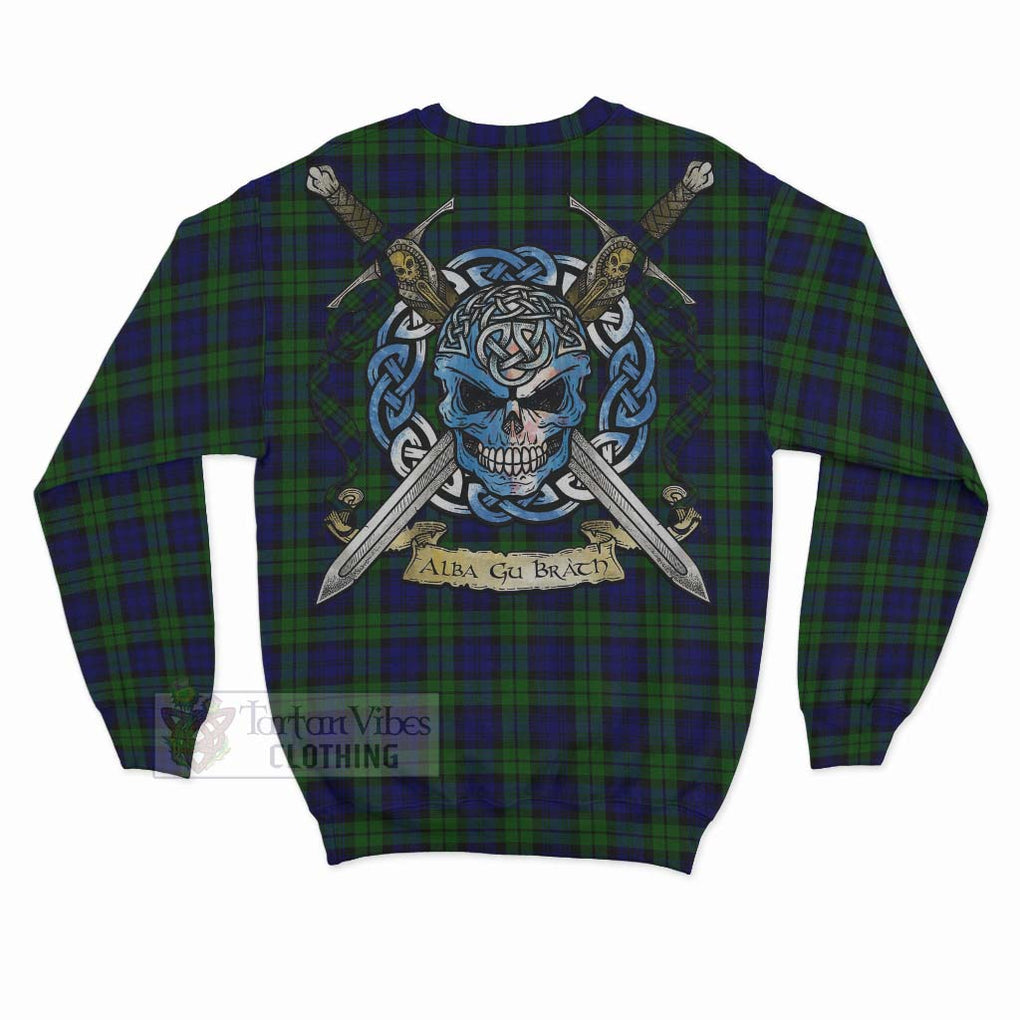 Tartan Vibes Clothing Campbell Tartan Sweatshirt with Family Crest Celtic Skull Style